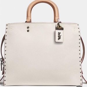 Authentic Coach Rogue with Rivets Handbag & Wallet in Chalk